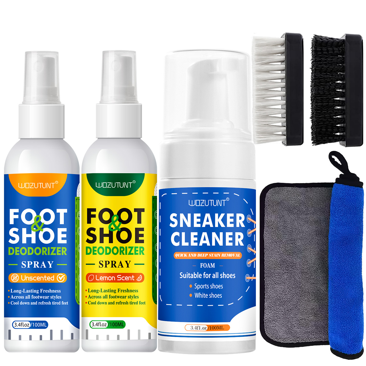 Shoe Cleaning Brush - WOZUTUNT สเปรย์ดับกลิ่นรองเท้าอเนกประสงค์หรือแปรงหรือผ้าขนหนู / รองเท้าสีขาว สดชื่น ดับกลิ่น