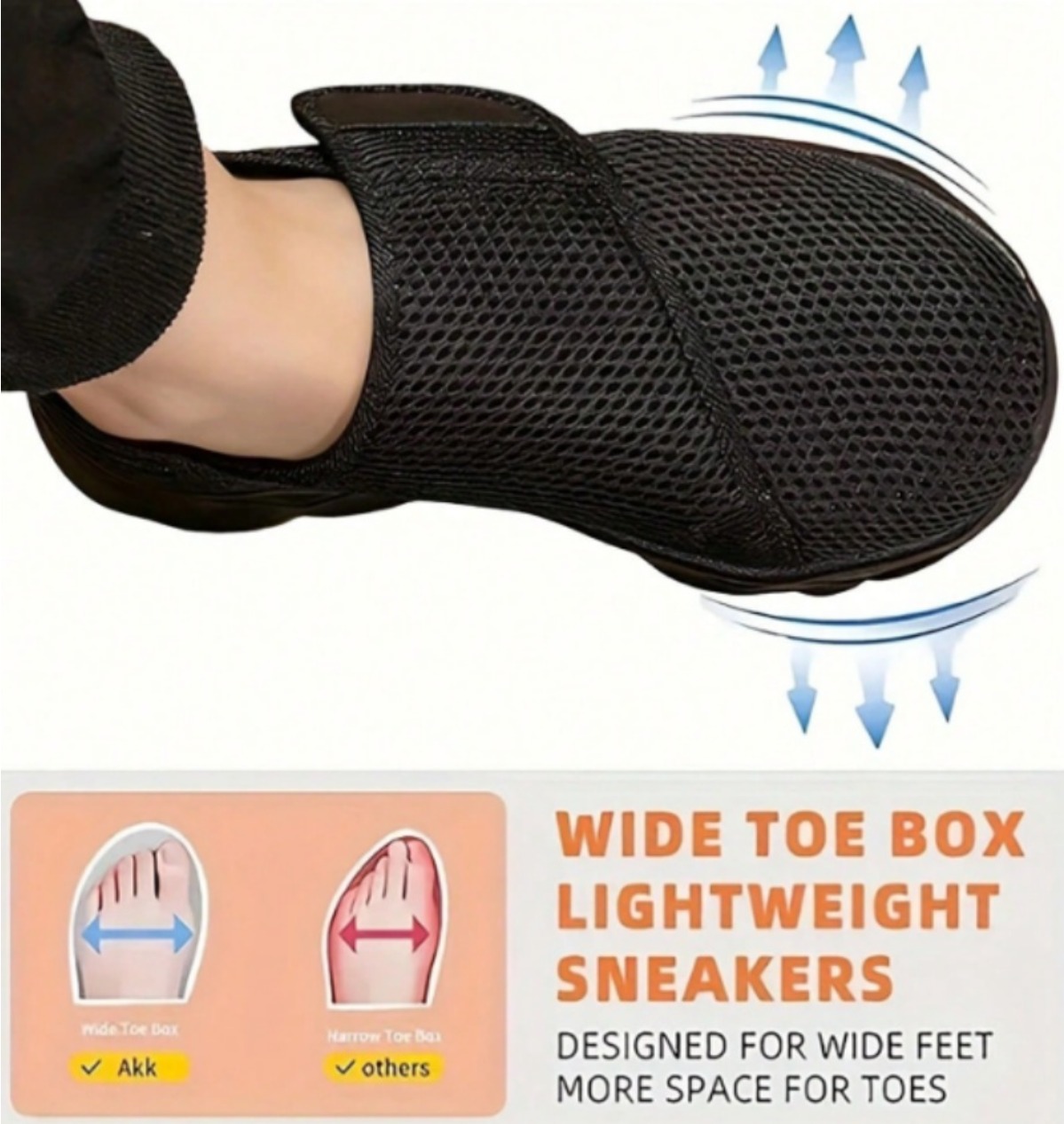 Sneaker Box - รองเท้าผ้าใบผู้ชายแบบใหม่ ระบายอากาศได้ดี สายรัดปรับได้ หัวรองเท้ากว้าง พื้นนุ่ม กันลื่น