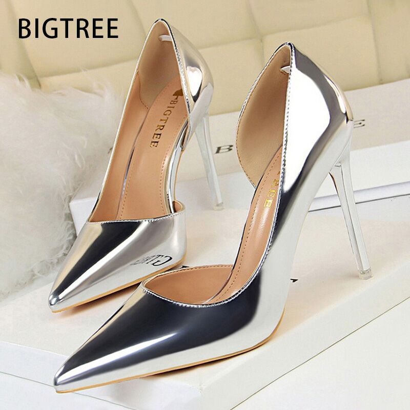 Shoe Tree - รองเท้าส้นสูง BIGTREE สำหรับผู้หญิง ดีไซน์เซ็กซี่ หนังแก้ว ส้นสูง
