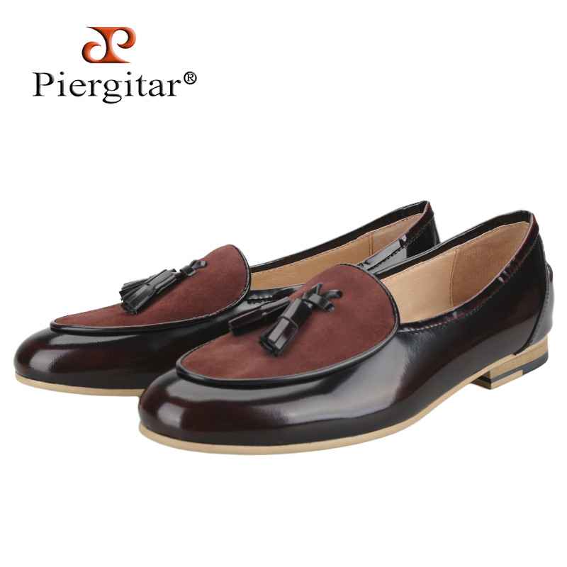 Leather Shoe Polish - รองเท้าหนังแท้ขัดเงาด้วยมือแบรนด์ Piergitar พร้อมดีไซน์พู่ทำมือ รองเท้าลำลองสำหรับผู้ชาย ไซส์ใหญ่พิเศษ