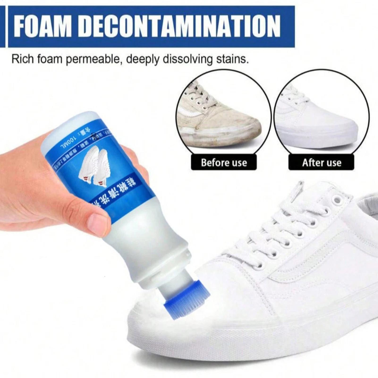 Sneaker Care Spray - น้ำยาทำความสะอาดรองเท้าสีขาว 100 มล. โฟมทำความสะอาดแบบไม่ใช้น้ำ ช่วยขจัดคราบสกปรกอย่างอ่อนโยนและมีประสิทธิภาพ สำหรับทำความสะอาดรองเท้าหนัง