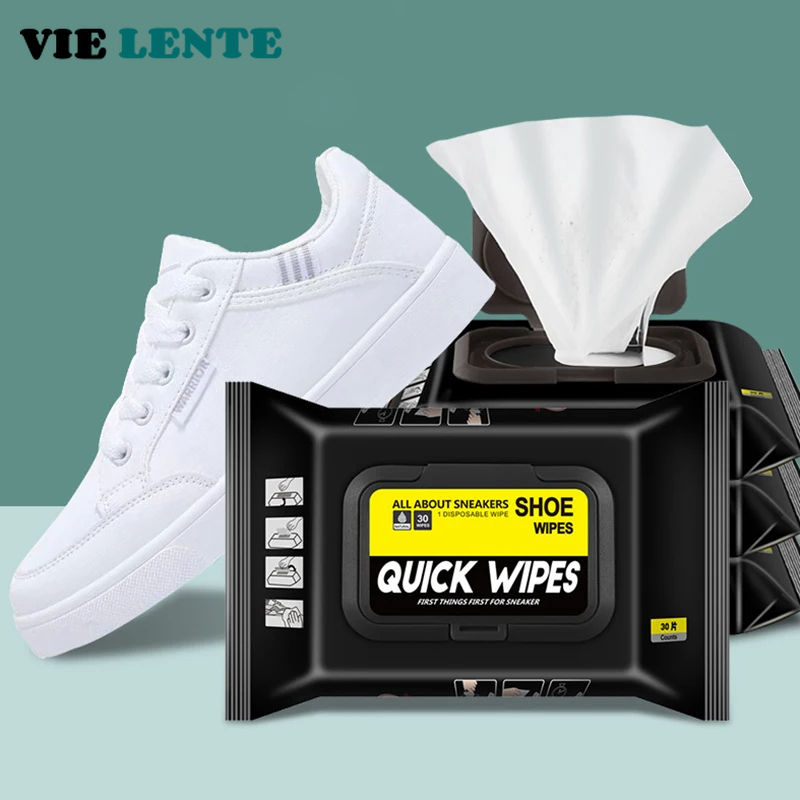 Sneaker Cleaner - 12 ชิ้น/30 ชิ้นทิ้งรองเท้าผ้าเช็ดทําความสะอาดแบบพกพาสีขาวรองเท้าทําความสะอาดผ้าเช็ดทําความสะอาดรองเท้าผ้าใบทําความสะอาด Quick เช็ดเปียก VIE